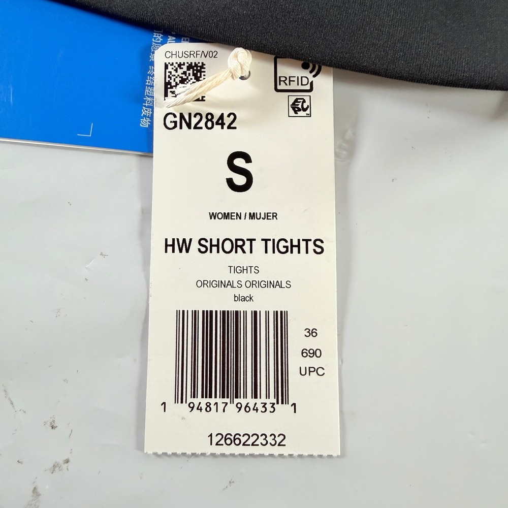 adidas Originals Women's HW Short Tights Black High Waisted Biker Shorts S - Picture 7 of 9